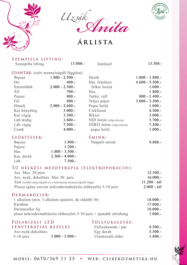 kozmetika 3.kerület ár ilcsi